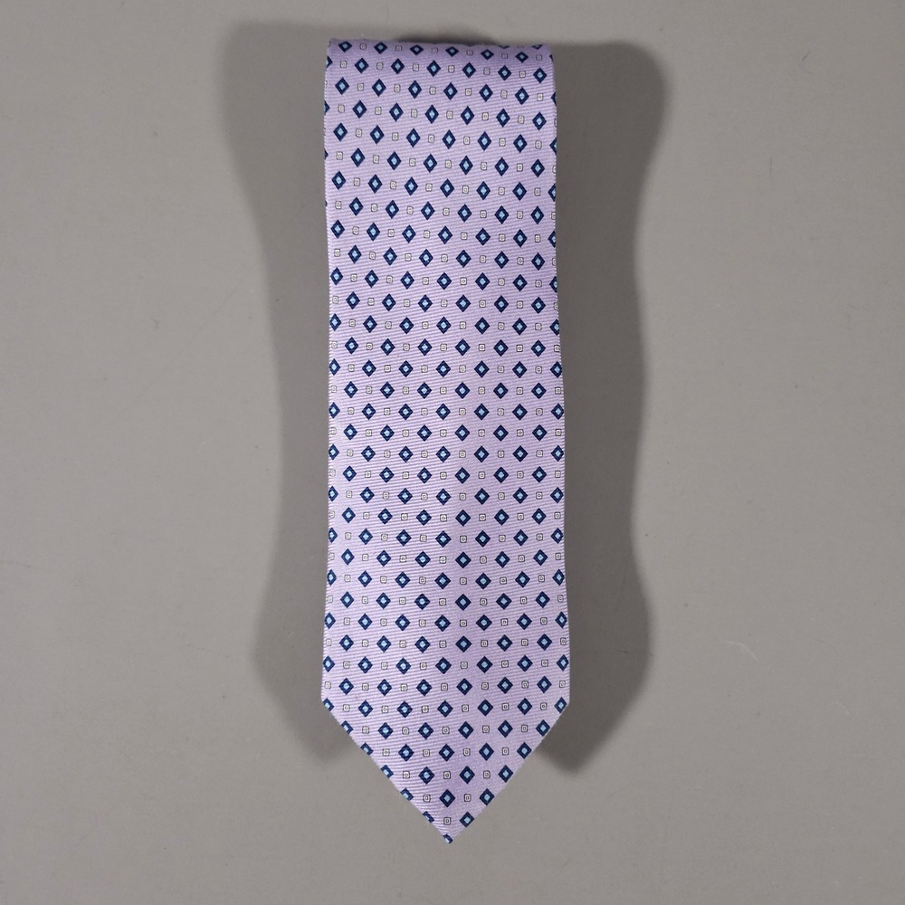 Jos. A. Bank Necktie Mens OS Purple Geometric Diamond Silk Executive Collection